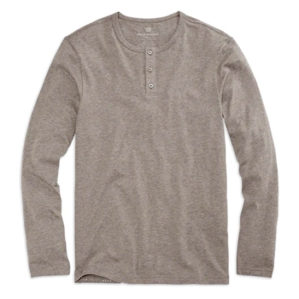 Pima Long Sleeve Henley, Walnut Heather